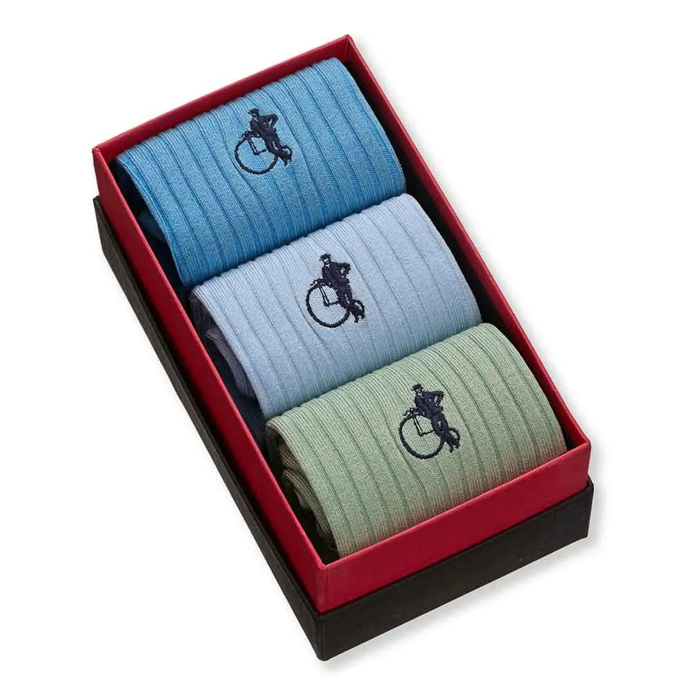 London Sock Company The Riviera sokker 3-pack blå grønn