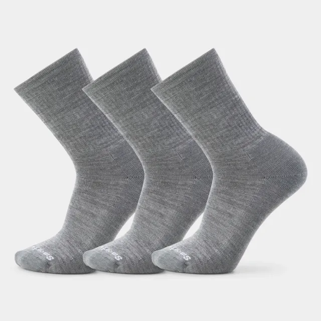 Smartwool Everyday Solid Rib crew sokker Medium Gray 3-pakning