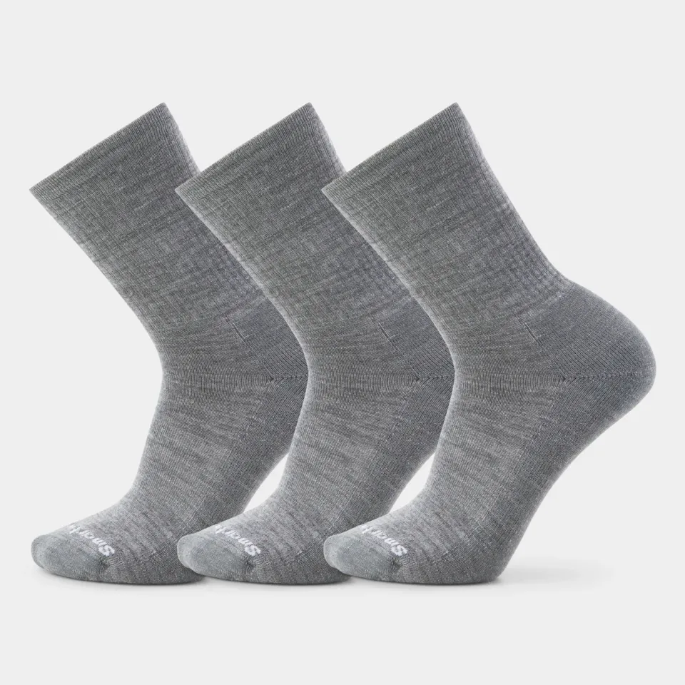 Smartwool Everyday Solid Rib crew sokker Medium Gray 3-pakning