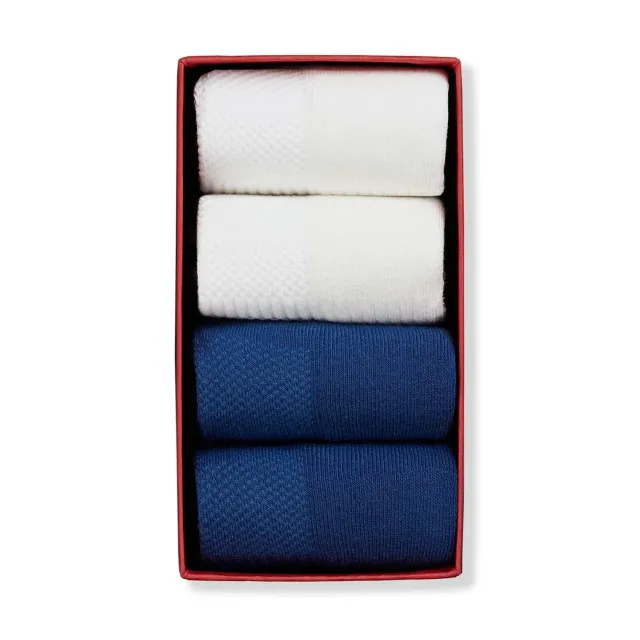London Sock Company Simply Active Ankle sokker 4 par hvit/blå bomull