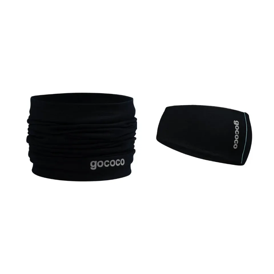 Gococo Merino pannebånd med hals svart reflex 2-deler