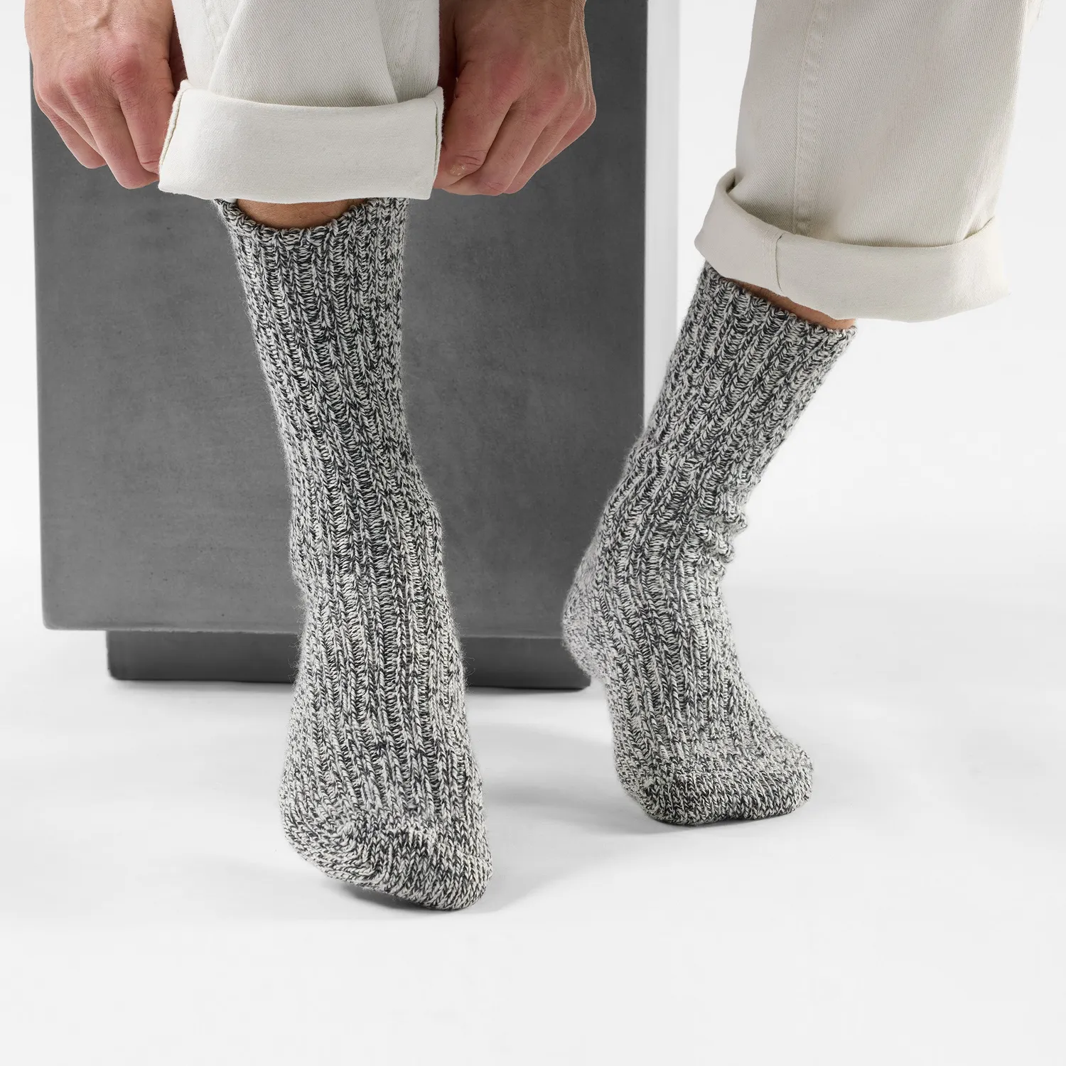 Smartwool Everyday Cozy Heritage Rib Crew sokker Charcoal M merino
