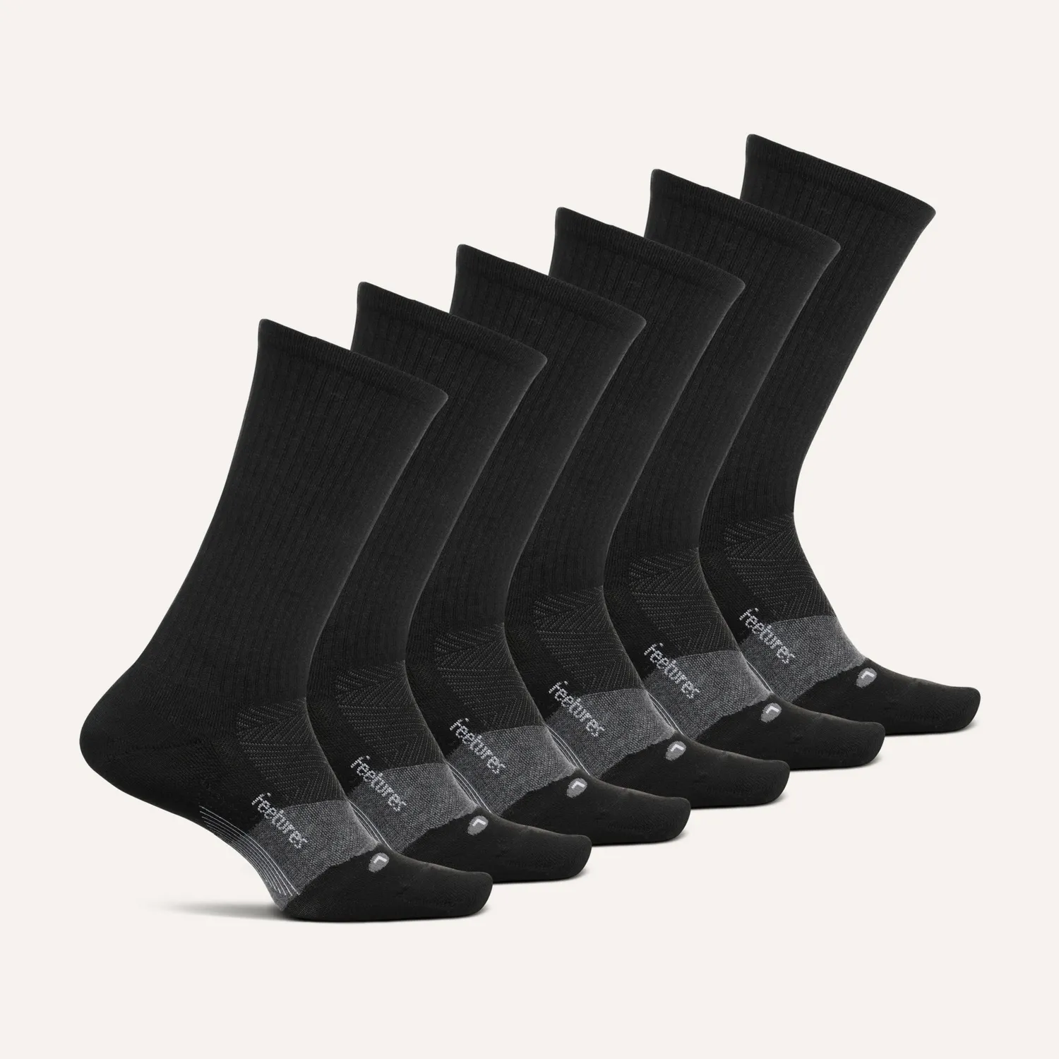 Feetures Merino 10 Max Cushion Crew sokker Gray Mix 6-pk ull