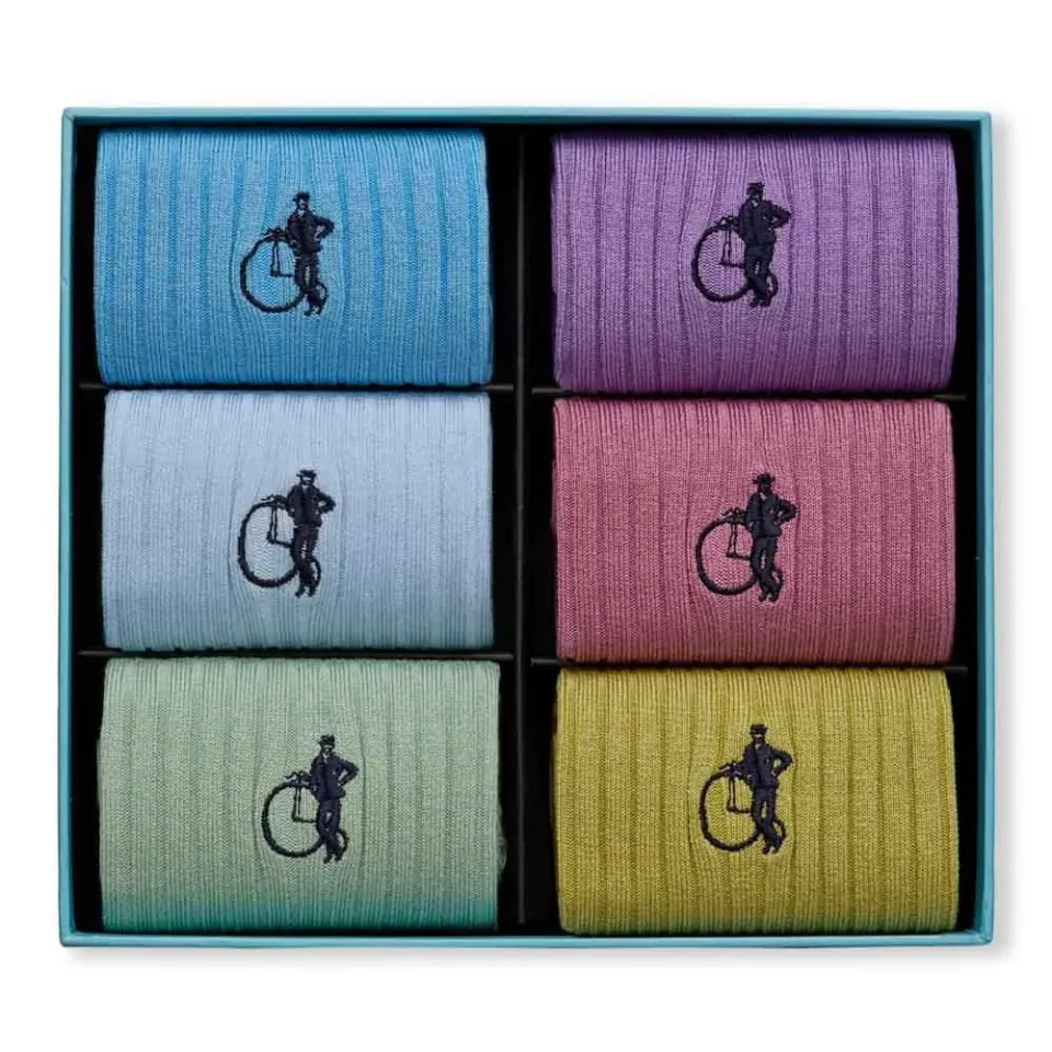 London Sock Company Spring Seasonal sokker 6 par lys bomull