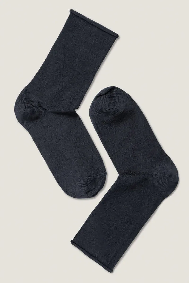 Note by Syversen Wool Roll Top ullsokk navy 36-41 rullekant