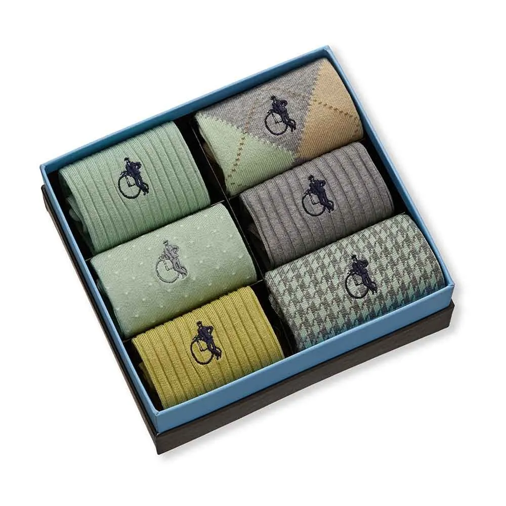 London Sock Company Dash of Class sokker 6-pack sage bomull