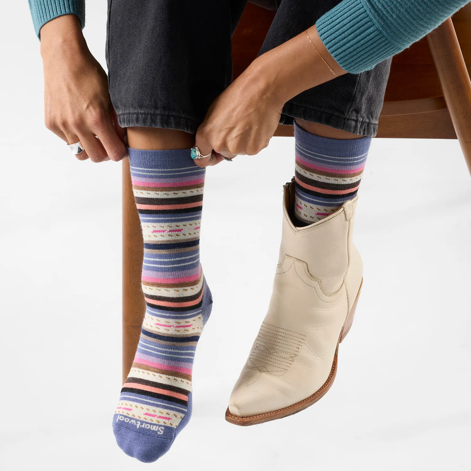 Smartwool Everyday Margarita Crew sokker Nightfall Blue merinoull