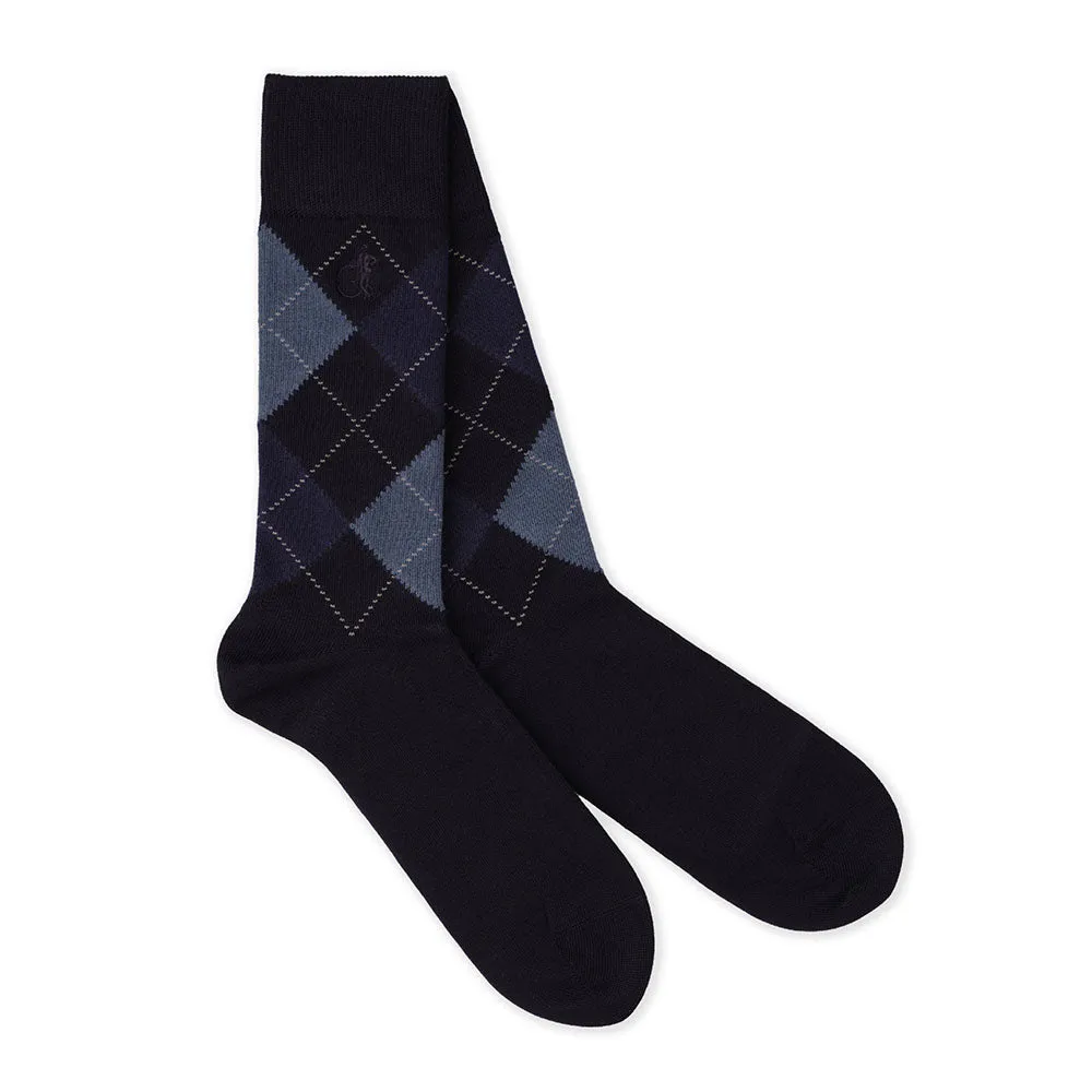 London Sock Company Blue Argyle sokker 3-pakning blå