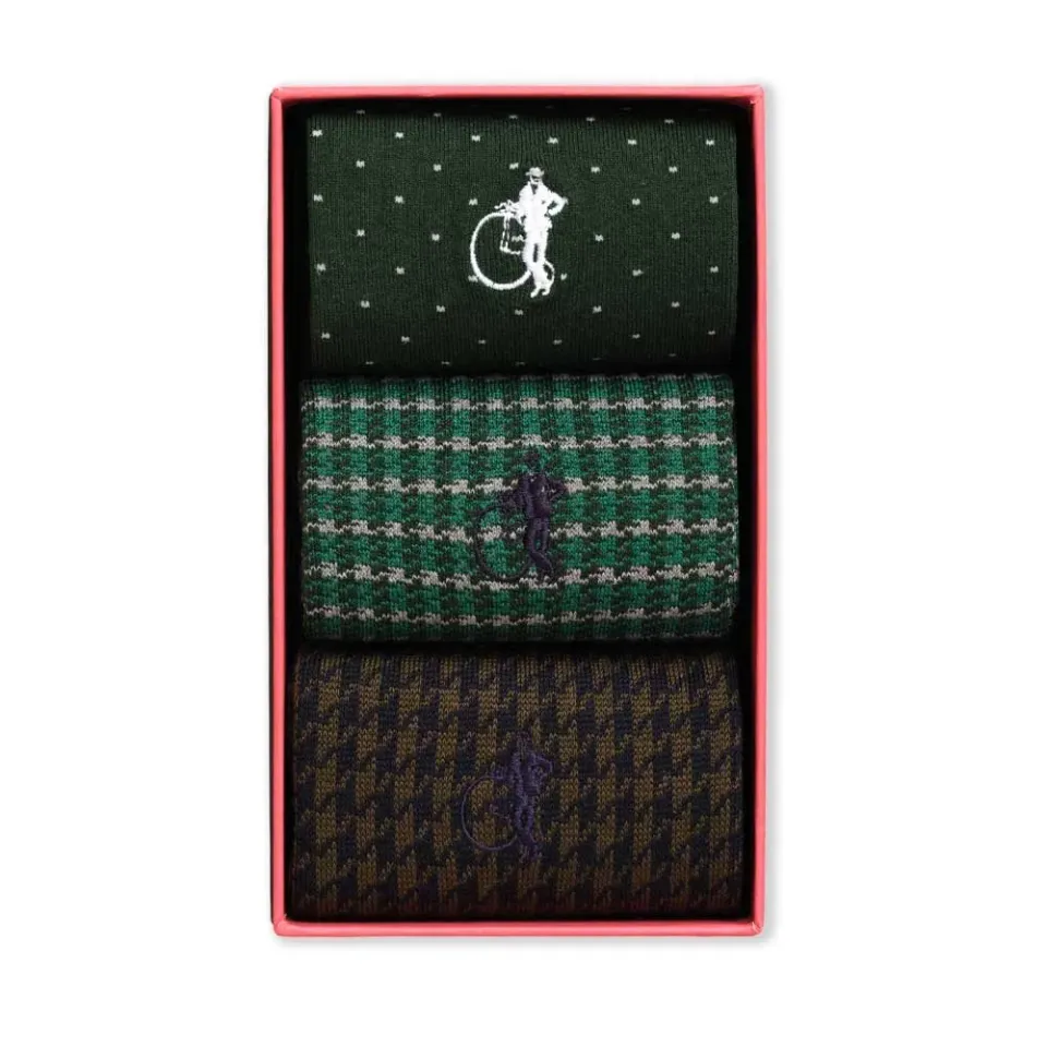 London Sock Company Classic Greens sokker 3-pakning grønn