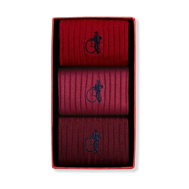 London Sock Company Rich Reds sokker 3-pak rød bomull