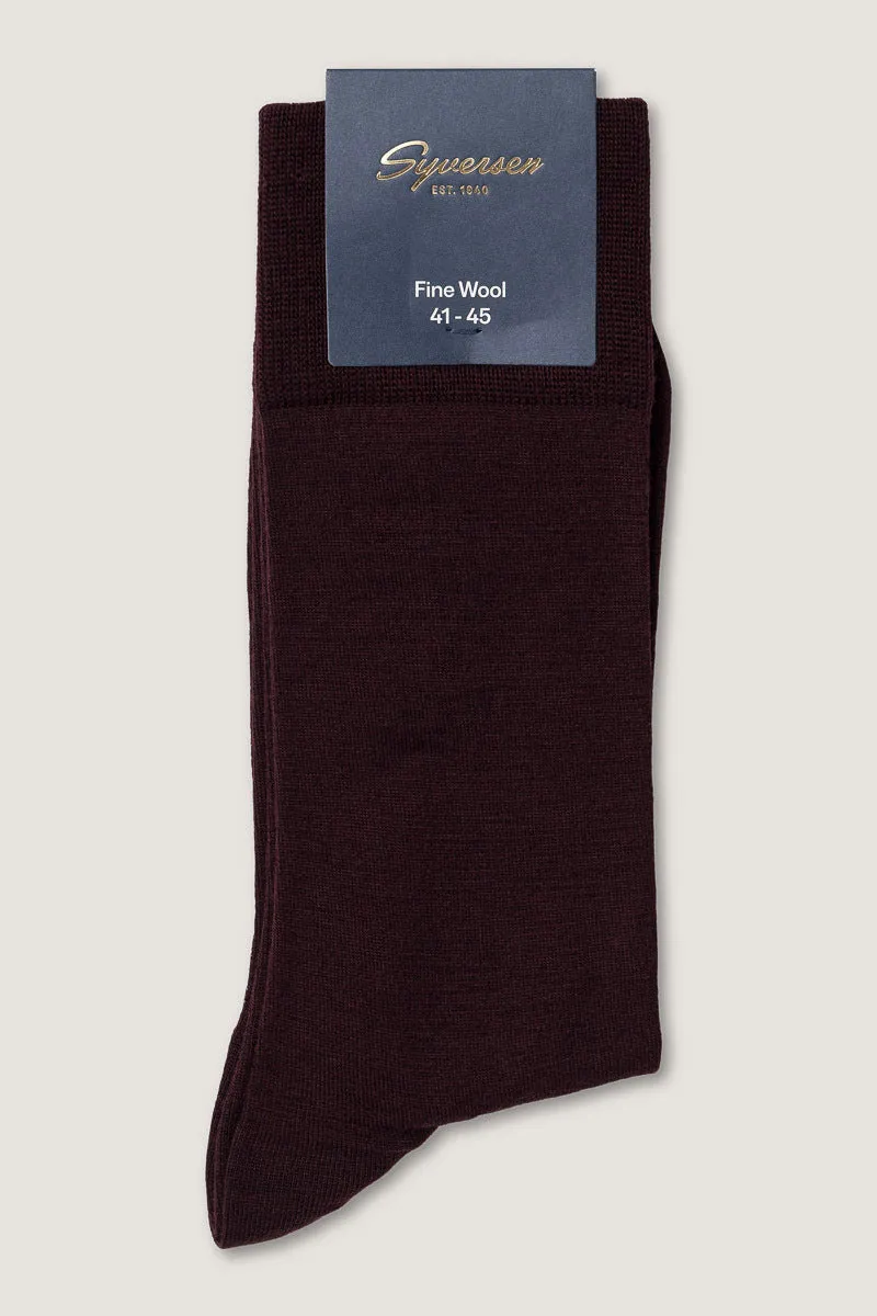 Note by Syversen Fine Wool Crew ullsokker bordeaux 41-45