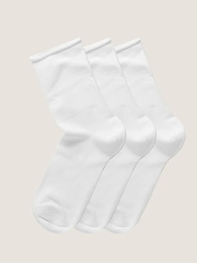 Note By Syversen 3pk Bamboo Roll Top sokker hvit 3-pk bambus