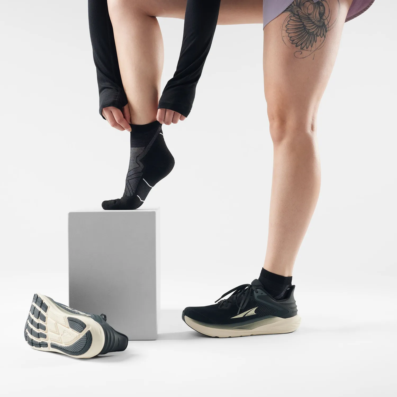 Smartwool Run Ankle løpesokker light gray-white
