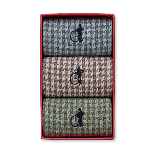 London Sock Company Houndstooth Pastels sokker 3-pack pastell