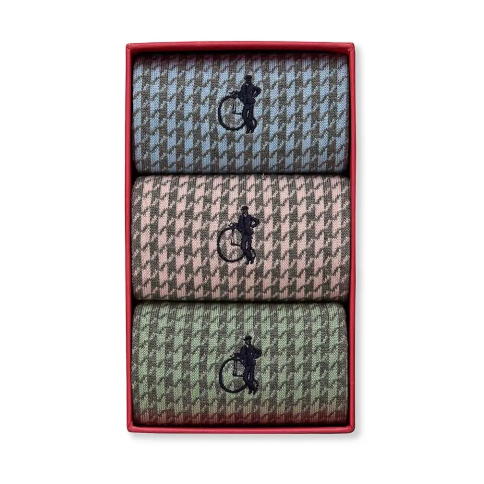 London Sock Company Houndstooth Pastels sokker 3-pack pastell