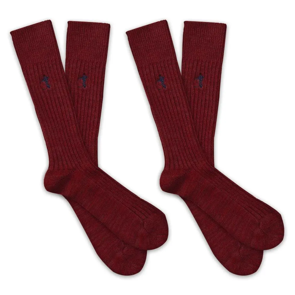 London Sock Company Boot Sock Burgundy sokker 2 par bordeaux