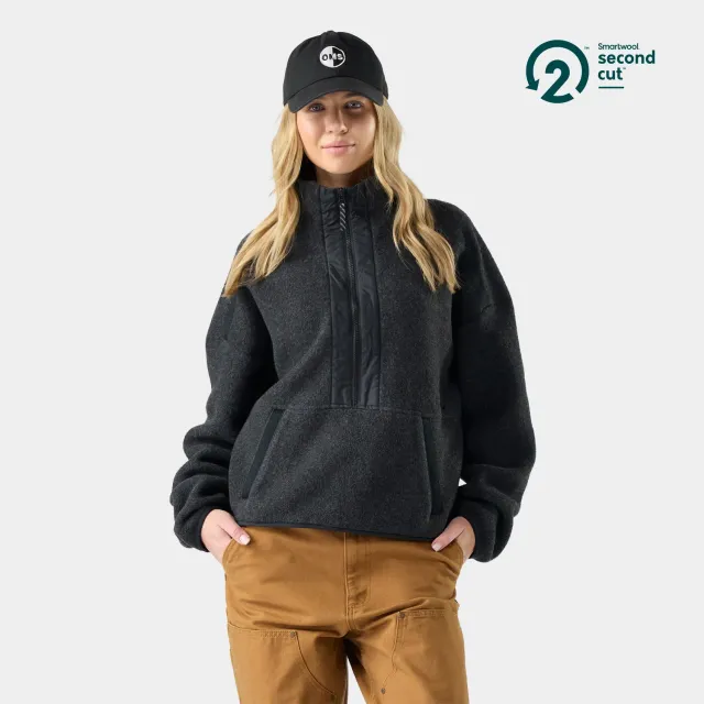 Smartwool Second Cut Fleece 1/2 Zip genser charcoal varm
