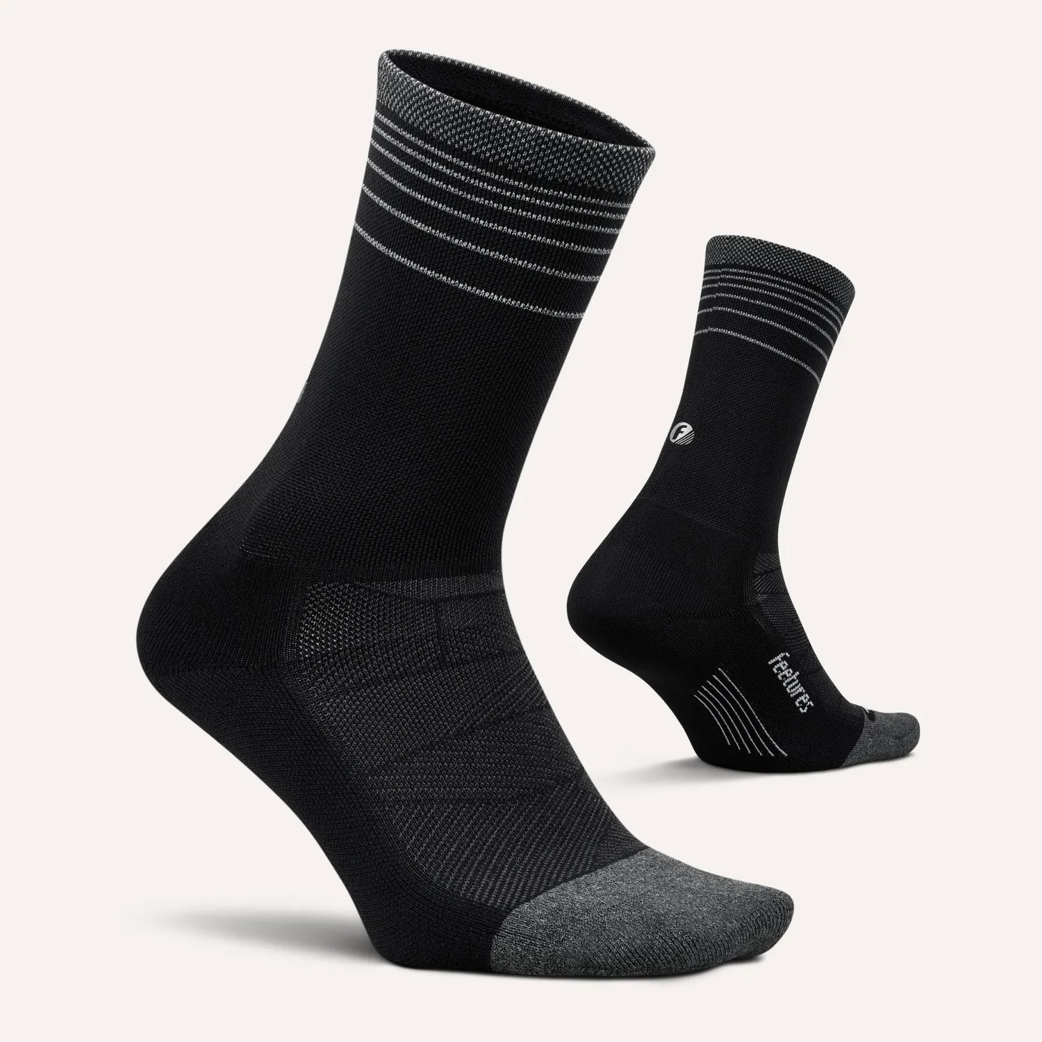 Feetures Elite Light Cushion Reflective Mini Crew sokker hvit refleks