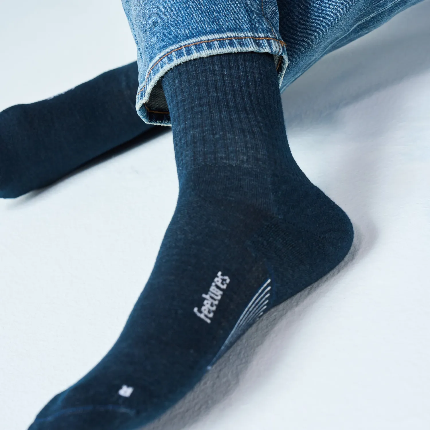 Feetures Merino 10 Max Cushion Crew sokker 6-pk Navy Gray Mix ull