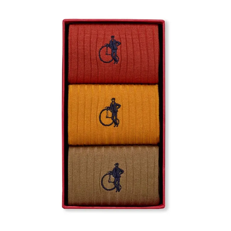 London Sock Company Fallen Leaves sokker 3-pack brun