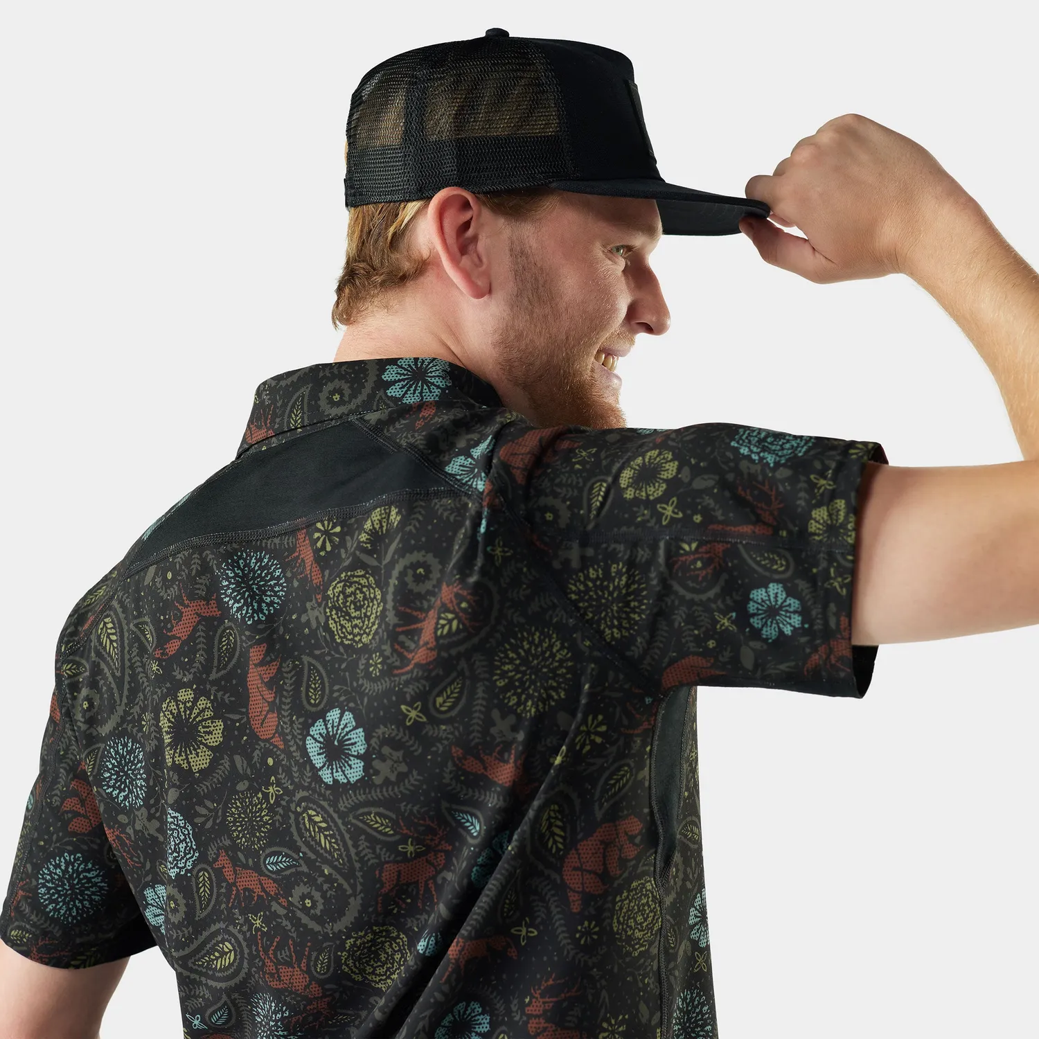 Smartwool Everyday Printed Short Sleeve Button Down skjorte Black Paisley merino