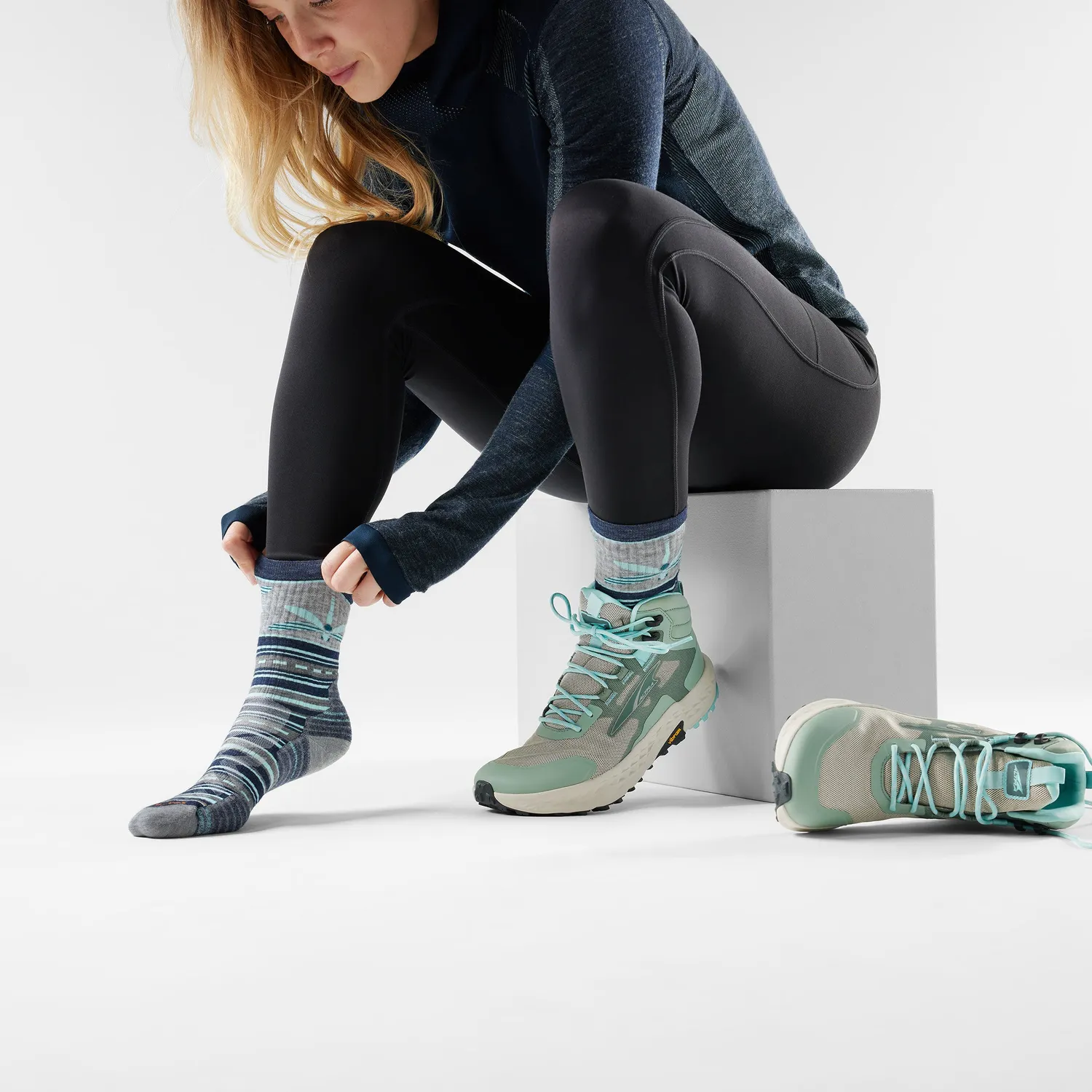 Smartwool Hike Dragon Stitch Mid Crew sokker blå ull