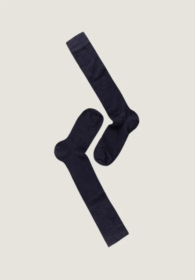Note By Syversen Flat Knit Wool Knee High knestrømpe navy ull