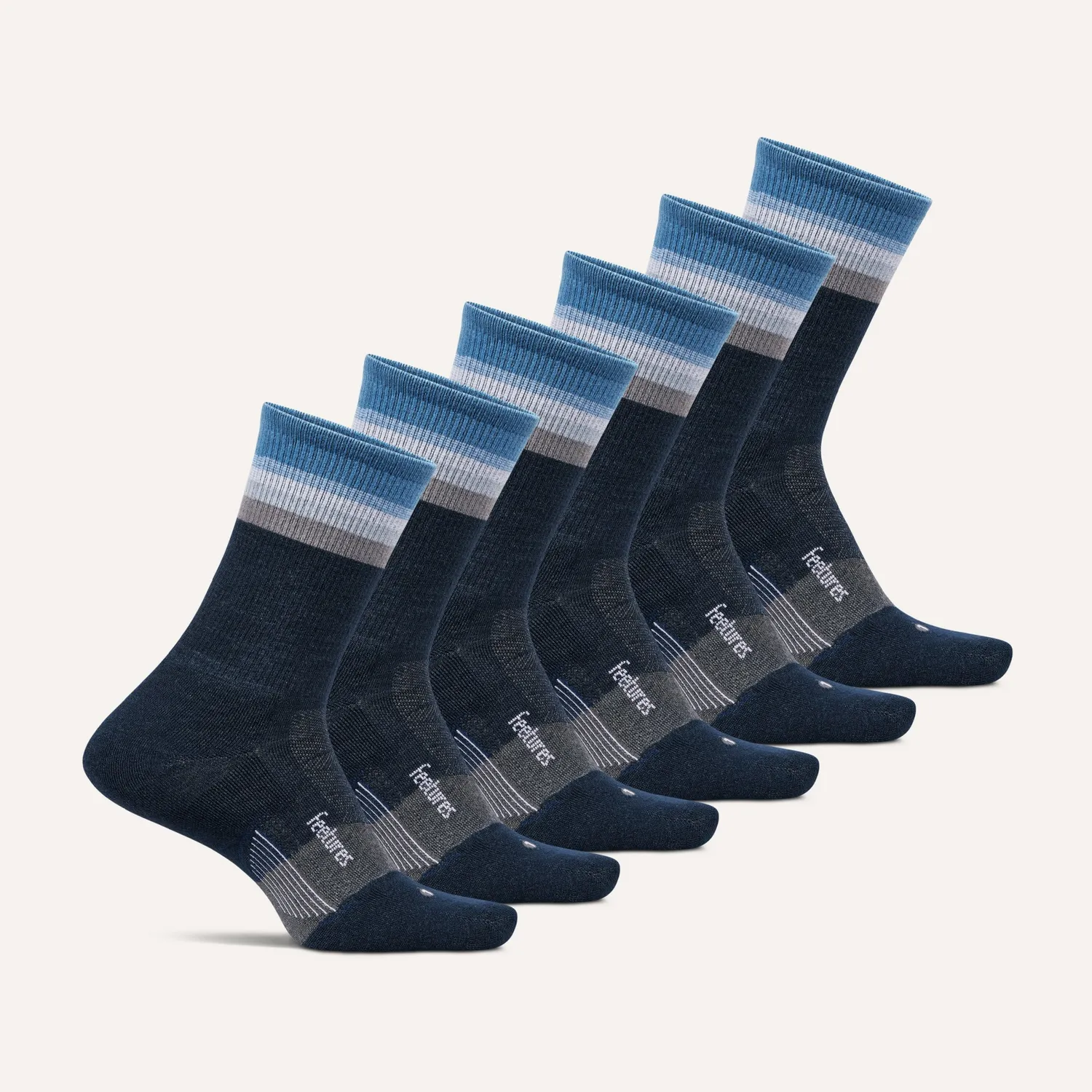 Feetures Merino 10 Max Cushion Mini Crew sokker 6-pack merinoull