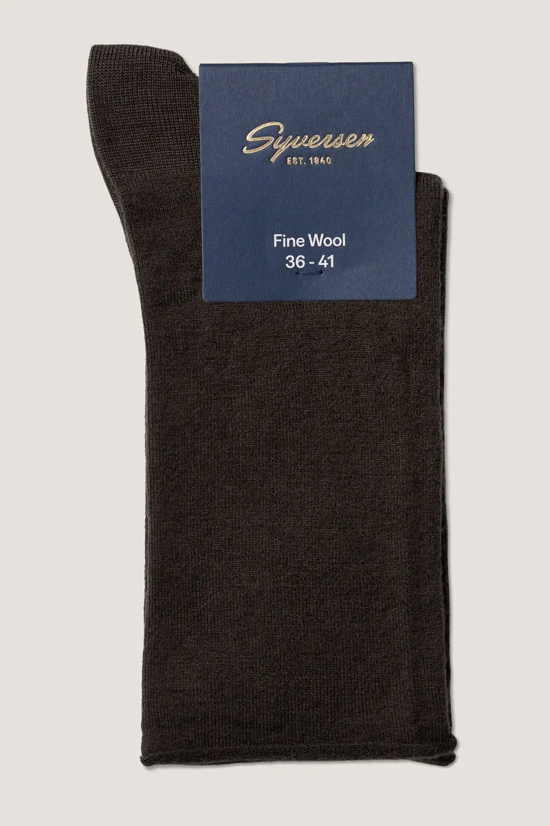 Note By Syversen Wool Roll Top W sokk mørkebrun 36-41 ull
