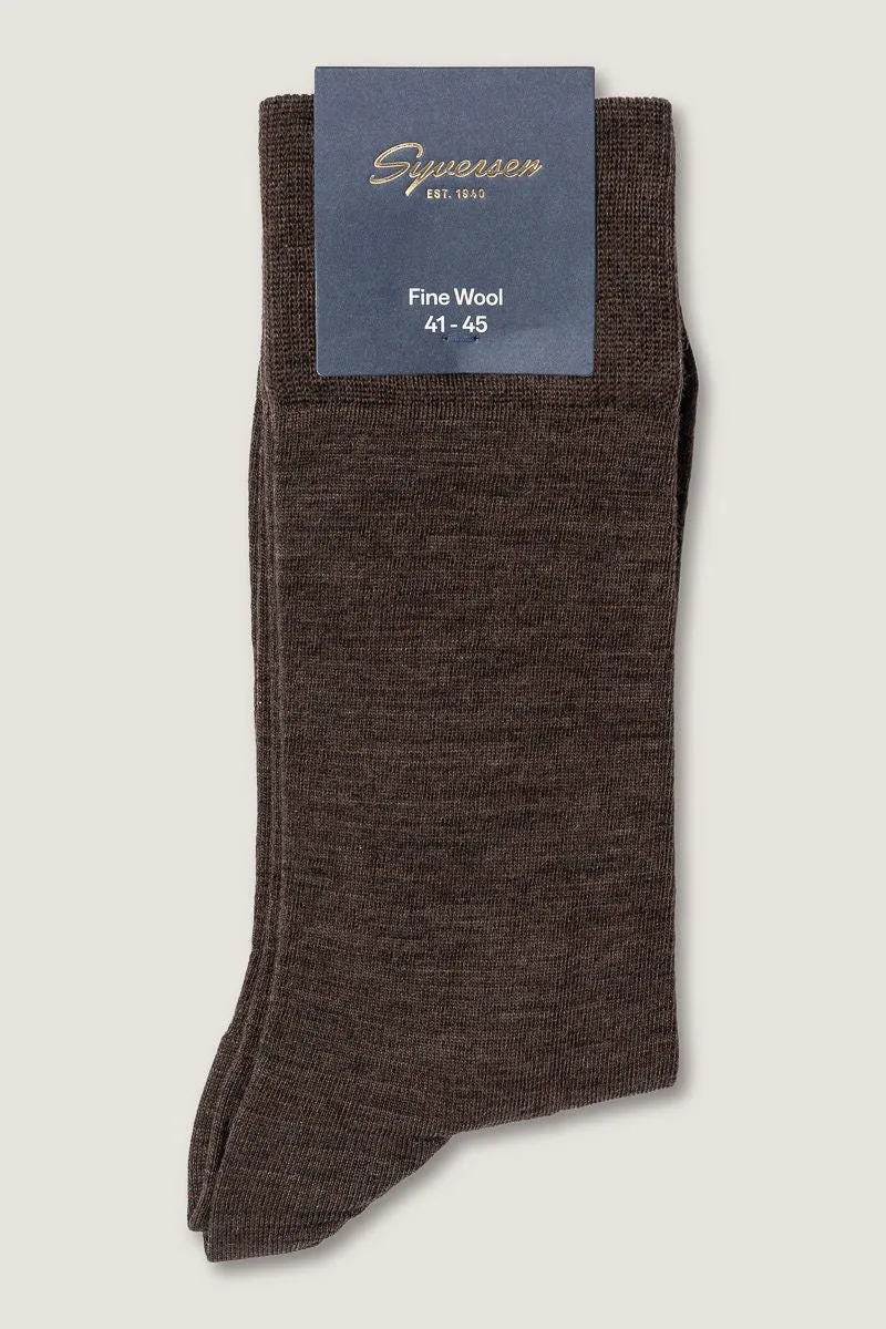 Note By Syversen Fine Wool Crew Sock ullsokk brun 41-45 tynn