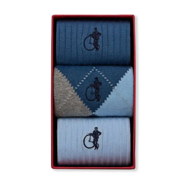 London Sock Company Argyle Blues sokker 3-pak blå