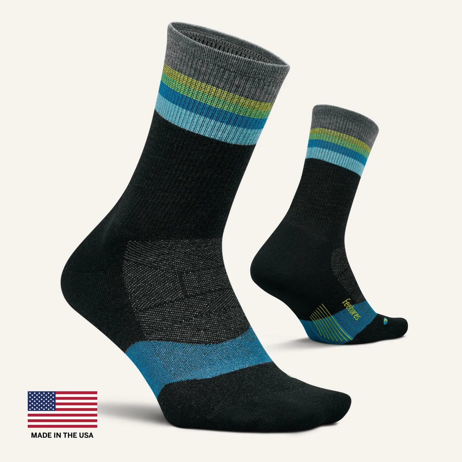 Feetures Merino 10 Max Cushion Mini Crew sokker grå