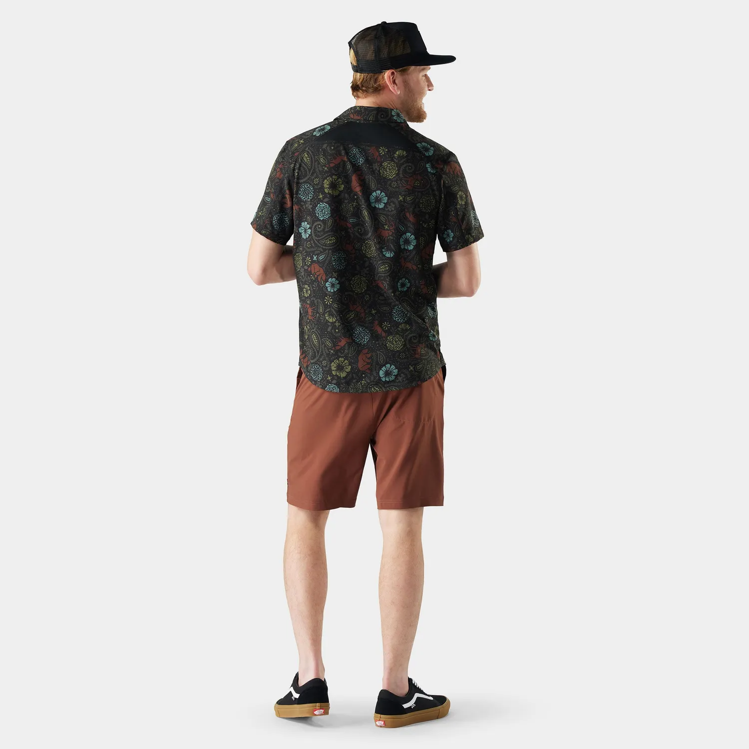 Smartwool Everyday Printed Short Sleeve Button Down skjorte Black Paisley merino