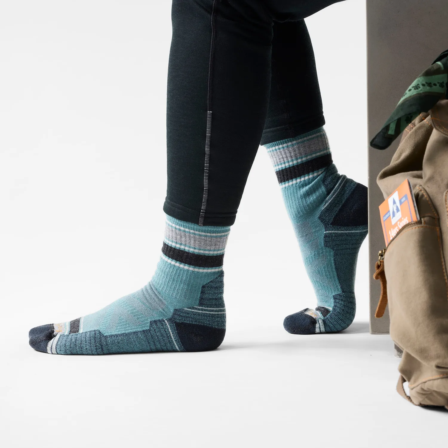 Smartwool Hike Striped Mid Crew tursokker dusty teal