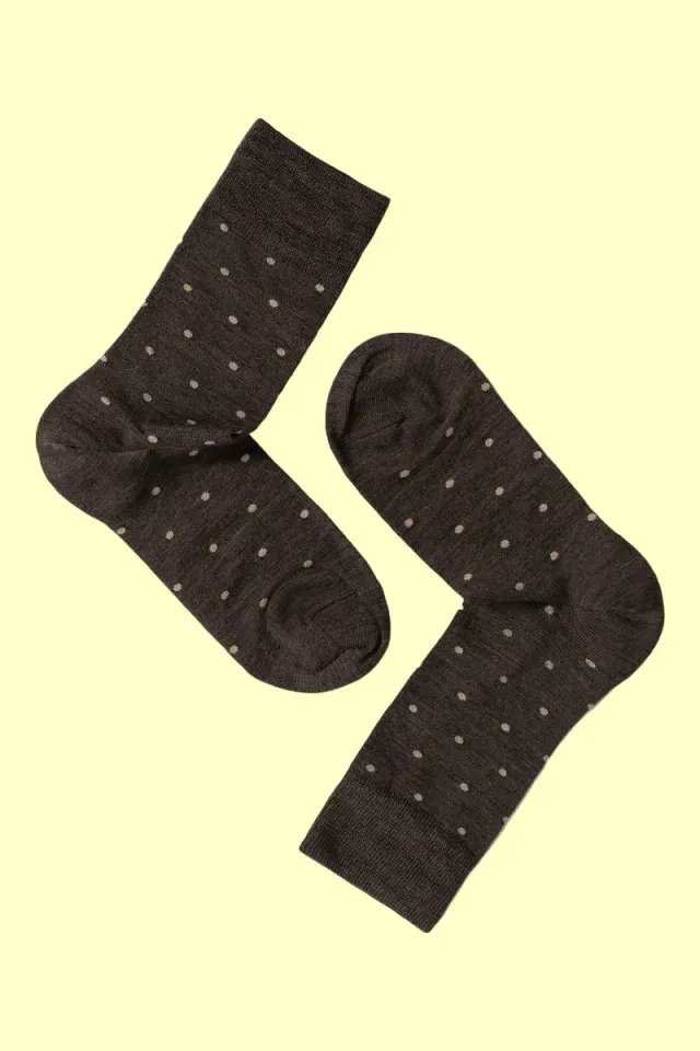Note By Syversen Wool Dots sokker brun/beige ull