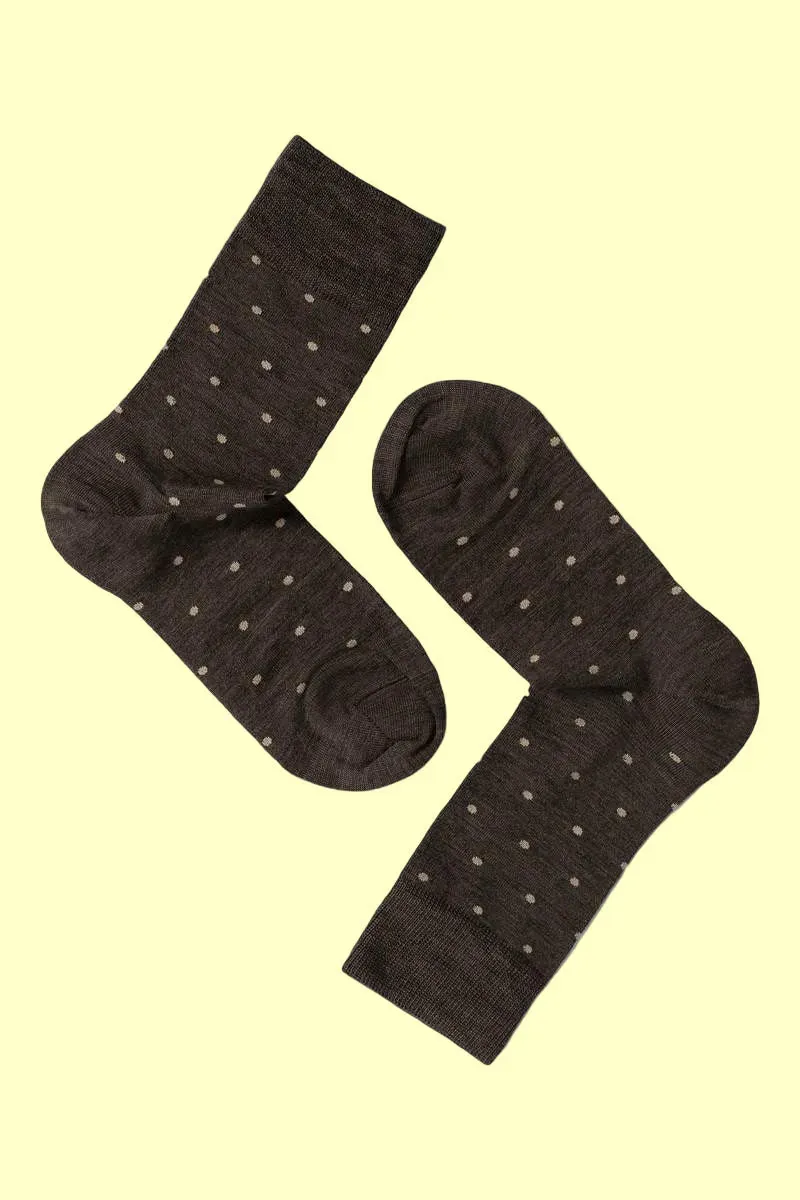 Note By Syversen Wool Dots sokker brun/beige ull