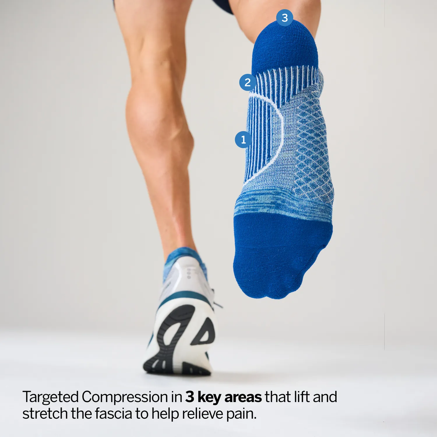 Feetures Plantar Fasciitis Relief Light Cushion Tab sokker hvit 3-pk