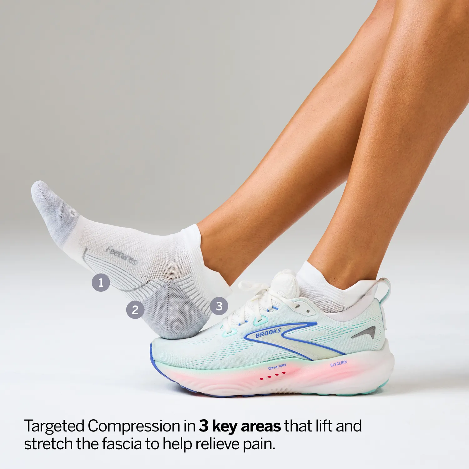 Feetures Plantar Fasciitis Relief Tab sokker 6-pack hvit støtte
