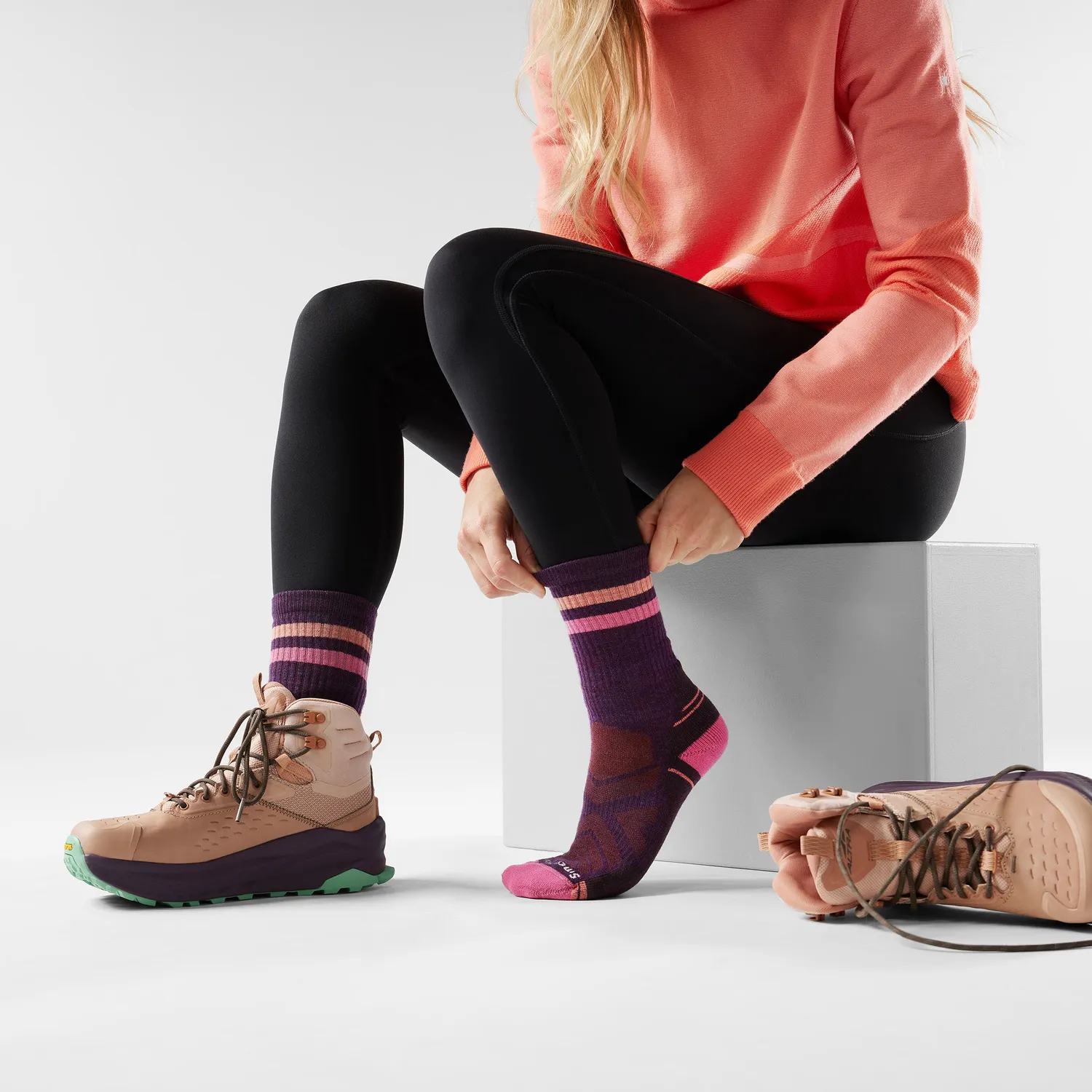 Smartwool Hike Tube Stripe Crew tursokker lilla