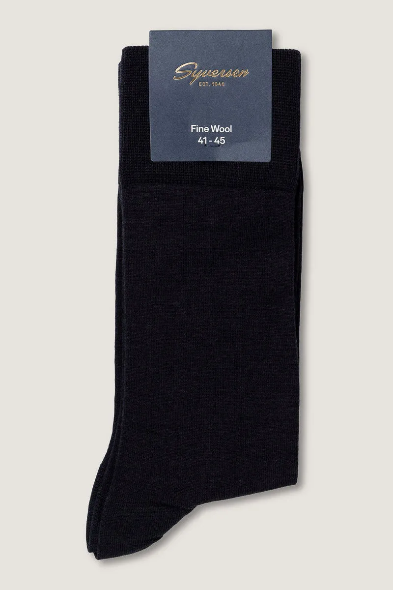 Syversen Socks Fine Wool Crew ullsokk mørkeblå 41-45