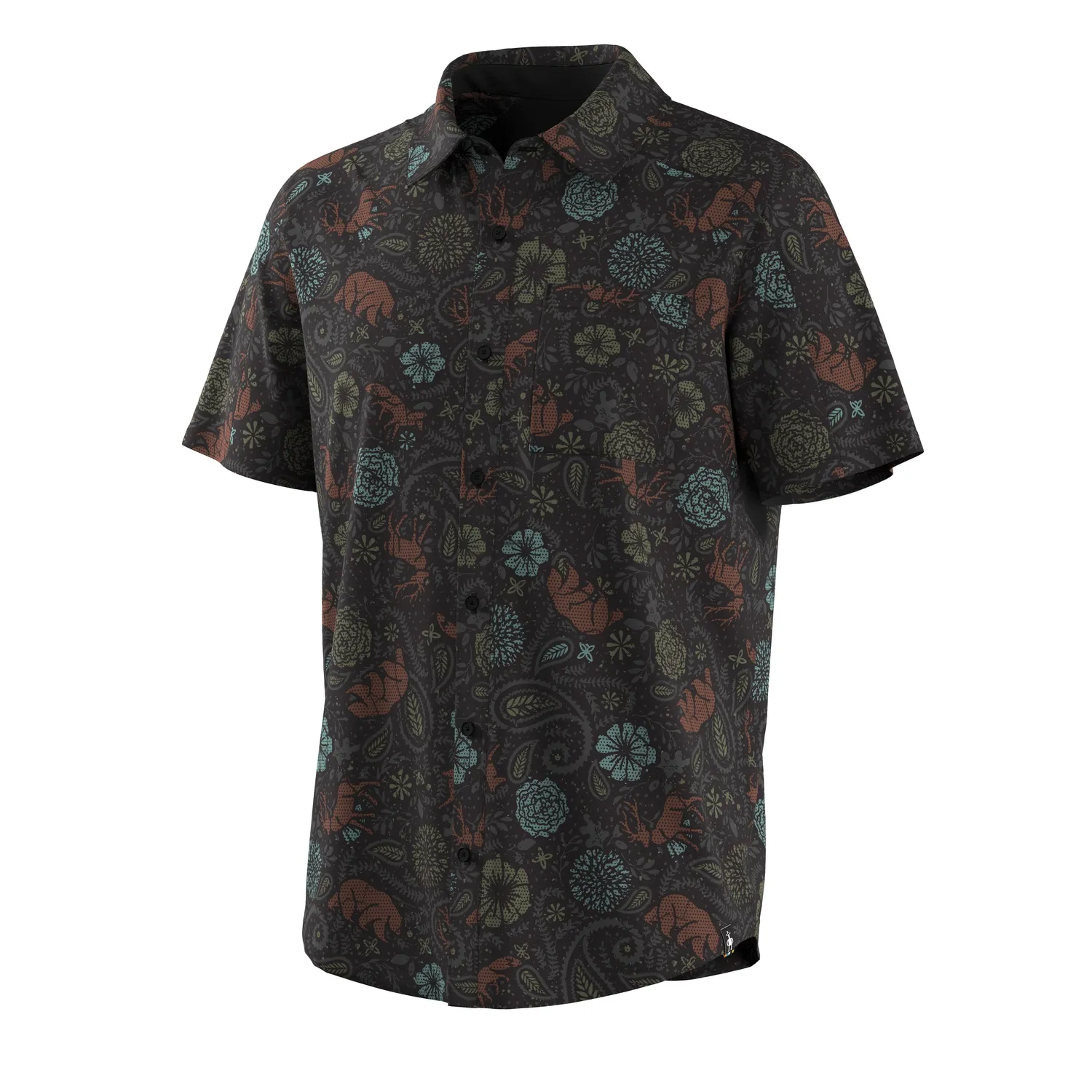 Smartwool Everyday Printed Short Sleeve Button Down skjorte Black Paisley merino