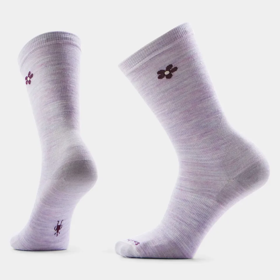 Smartwool Everyday Groovy Bloom Crew ullsokker lilla