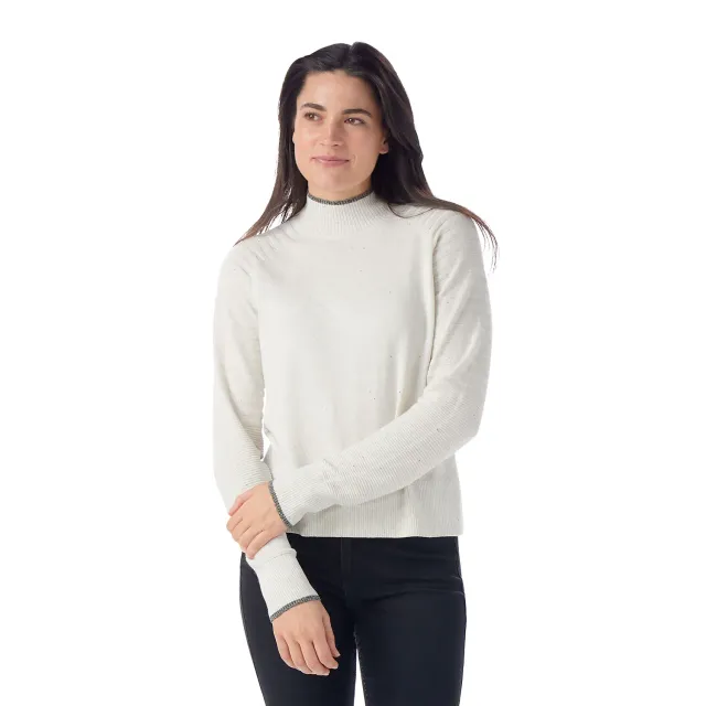 Smartwool Edgewood Mock Neck genser dame natur melert lett