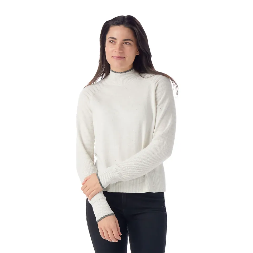Smartwool Edgewood Mock Neck genser dame natur melert lett