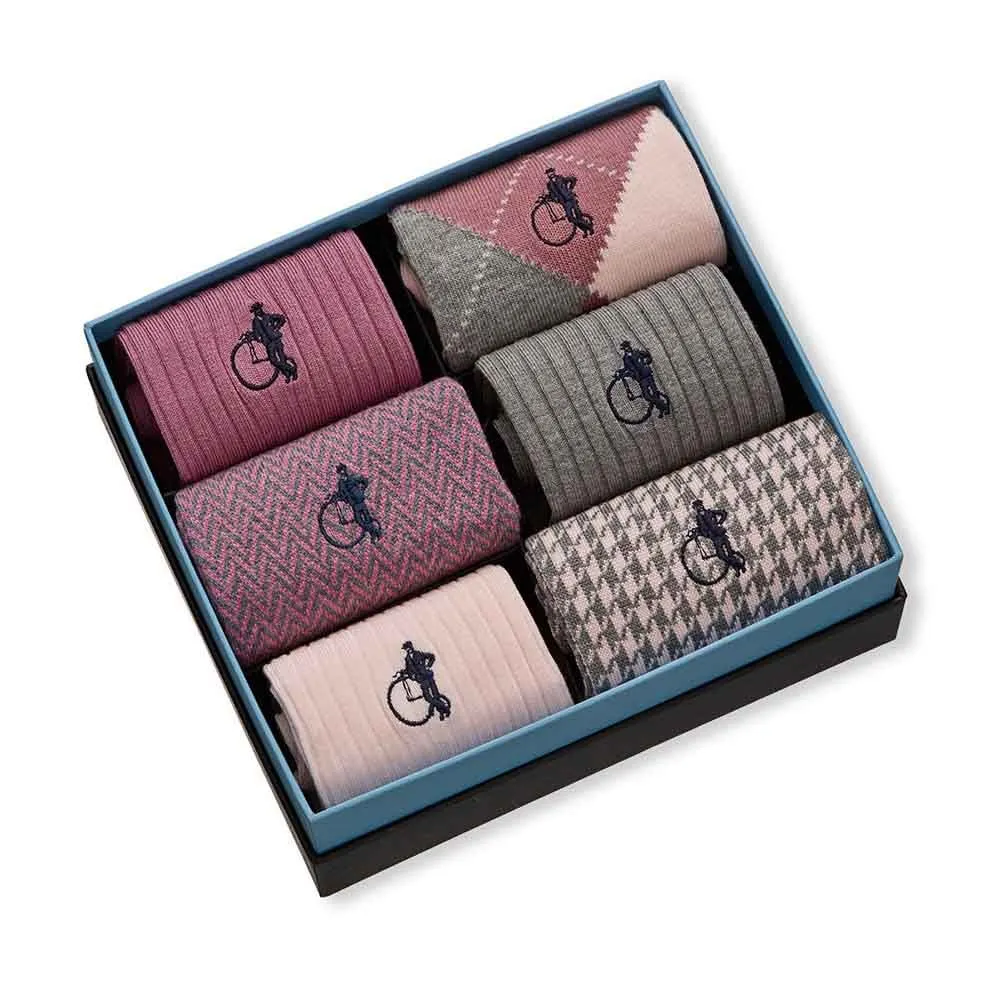 London Sock Company Dash of Class Stone Rose sokker 6-pack