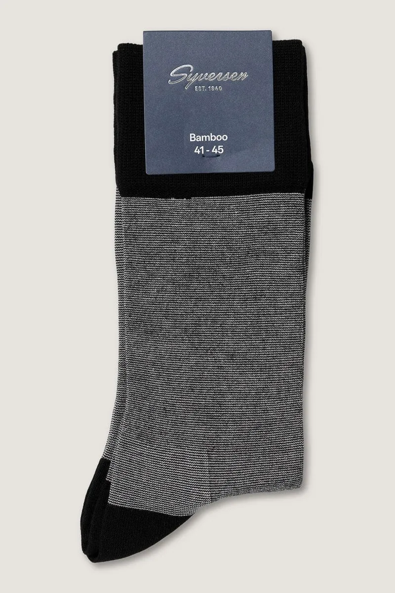 Syversen Socks Bamboo Heel Toe sokk svart 41-45 stripe