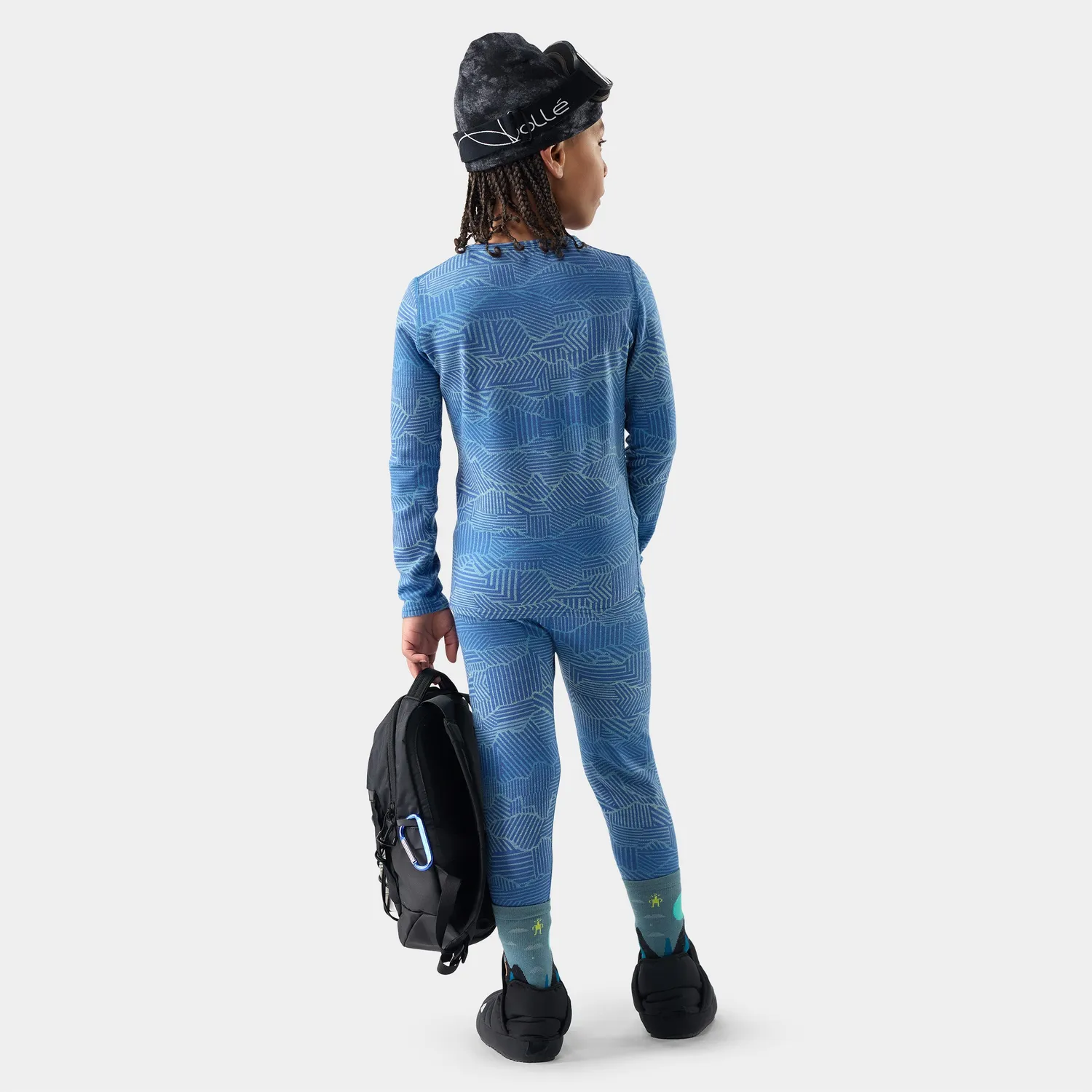 Smartwool Kids Classic Thermal Crew ulltrøye Indigo Linear Peaks