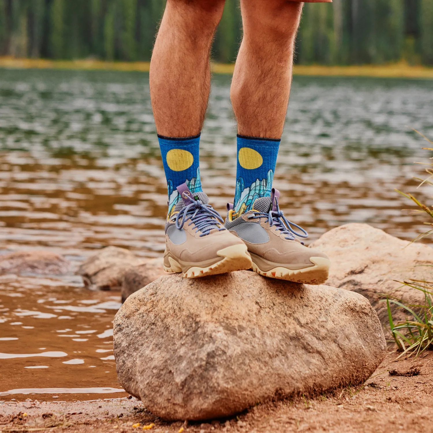 Smartwool Hike Mountain Myth Print Crew tursokker navy