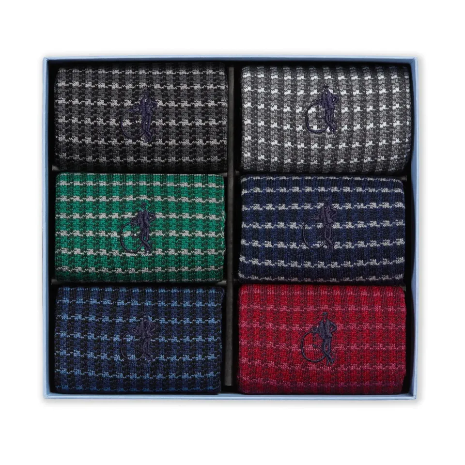 London Sock Company Shaken & Stirred sokker 6-pk houndstooth