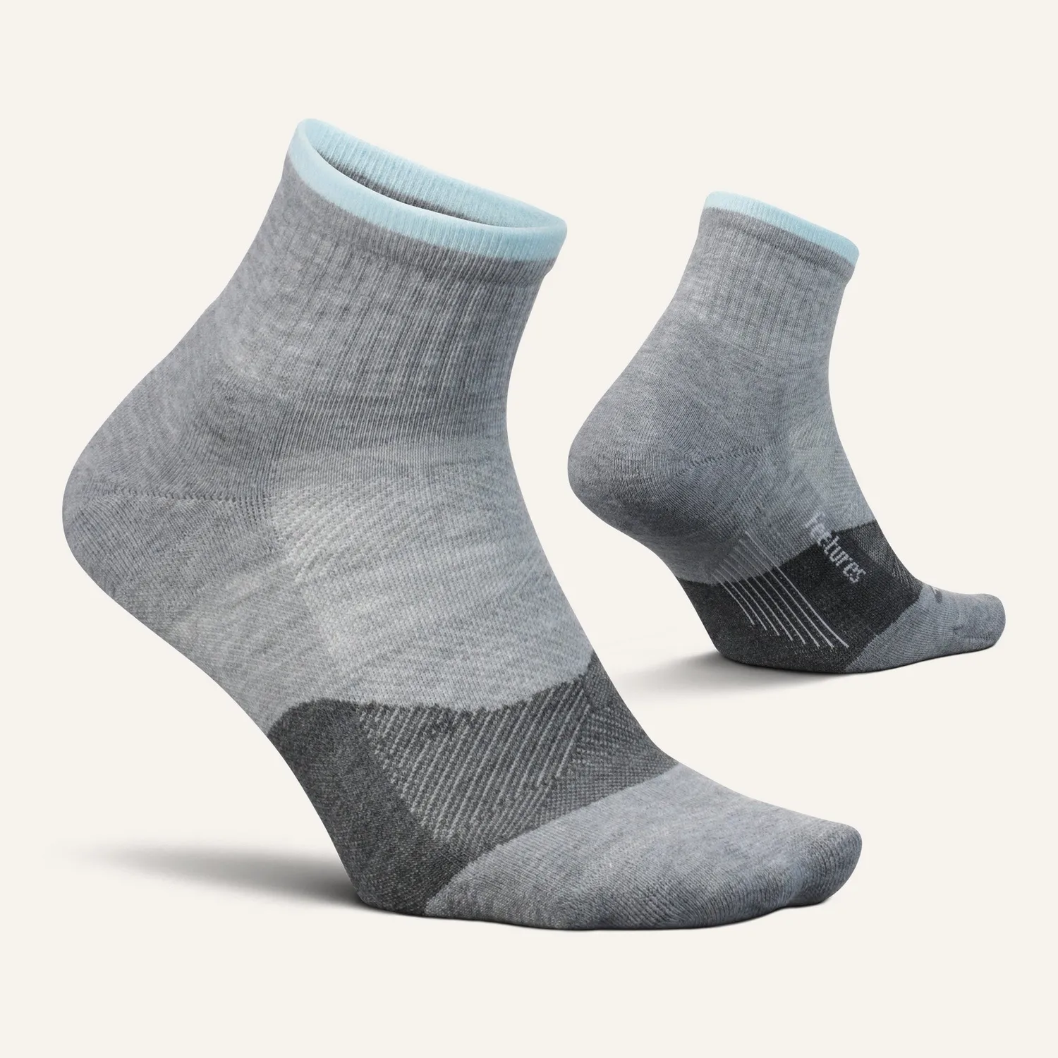 Feetures Trail Max Cushion Quarter sokker Tectonic Blue tykk demping